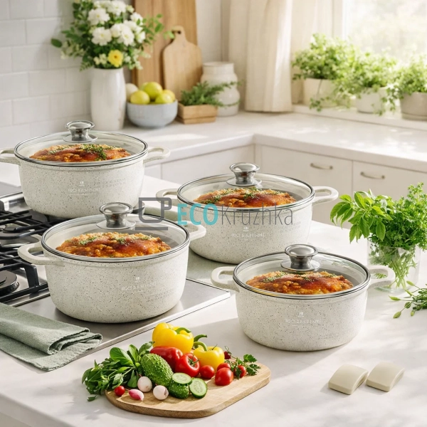 Набір каструль Edenberg з литого алюмінію 10 предметів з ...