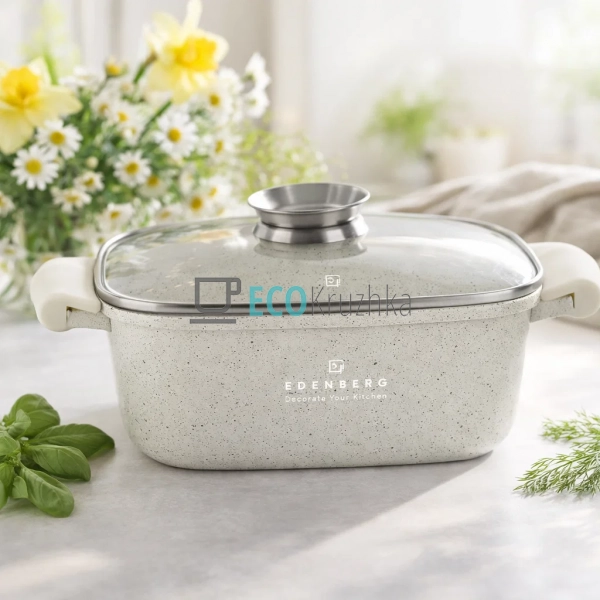 Каструля Edenberg EB-3956 2.8 л квадратна з кришкою та м ...