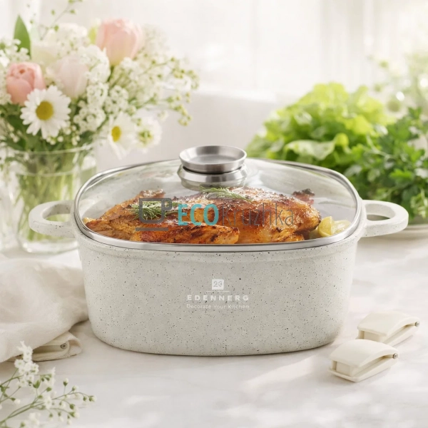 Каструля Edenberg EB-3956 2.8 л квадратна з кришкою та м ...