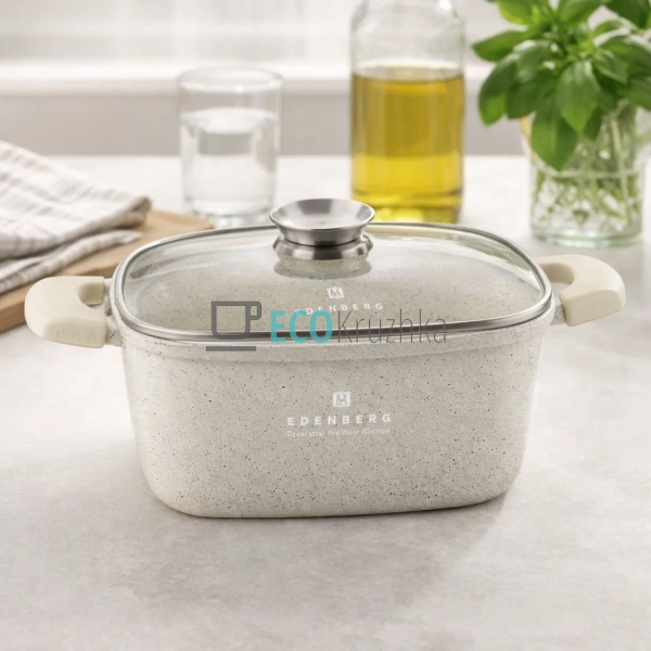 Каструля Edenberg EB-3957 3.7 л квадратна з кришкою та м ...