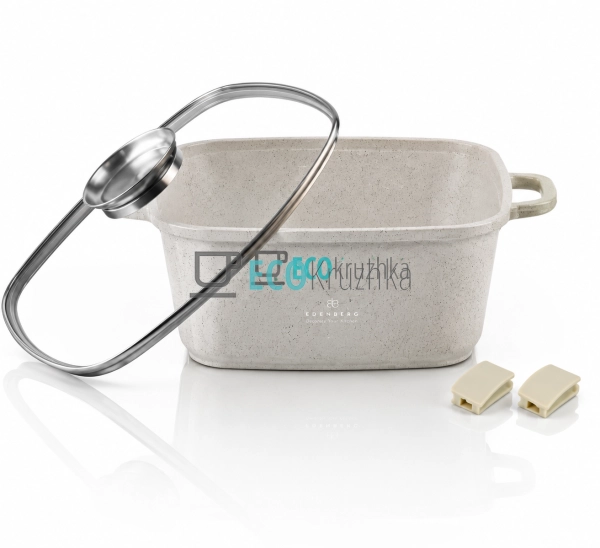 Каструля Edenberg EB-3958 4.4 л квадратна з кришкою та м ...