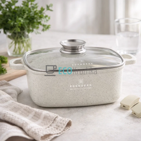 Каструля Edenberg EB-3958 4.4 л квадратна з кришкою та м ...