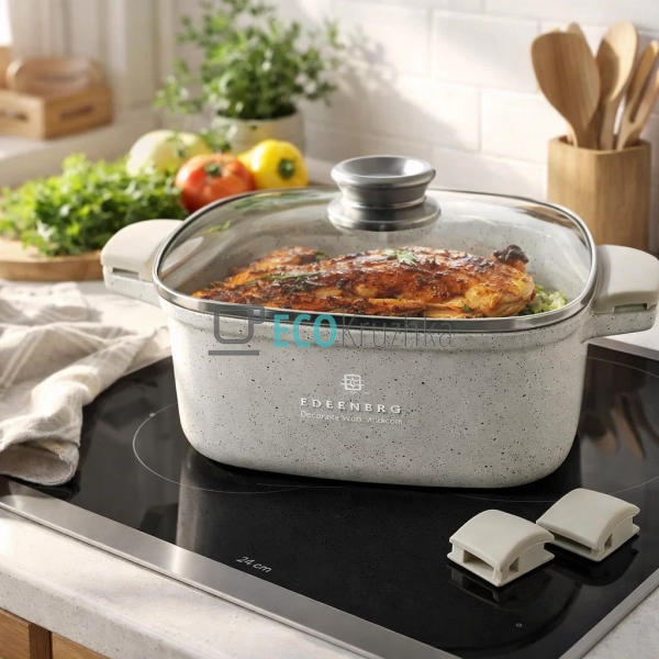 Каструля Edenberg EB-3958 4.4 л квадратна з кришкою та м ...