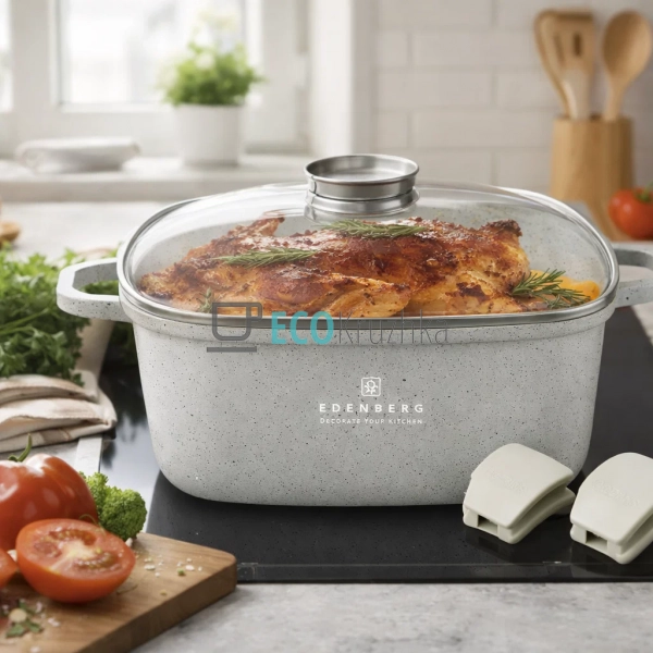Каструля Edenberg EB-3959 5.5 л квадратна з кришкою та м ...