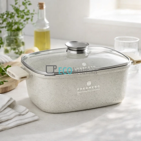 Каструля Edenberg EB-3959 5.5 л квадратна з кришкою та м ...