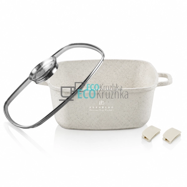 Каструля Edenberg EB-3960 6.5 л квадратна з кришкою та м ...