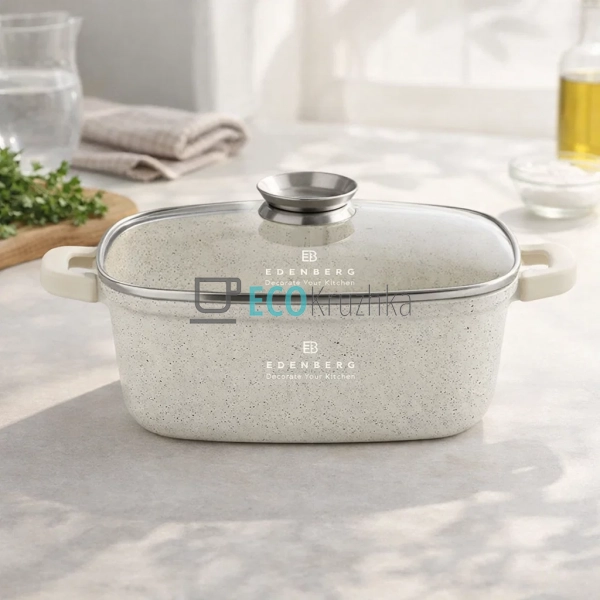 Каструля Edenberg EB-3960 6.5 л квадратна з кришкою та м ...