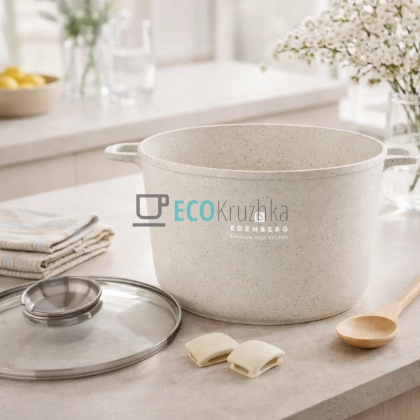 Каструля глибока Edenberg EB-3962 6.2 л з кришкою та мар ...
