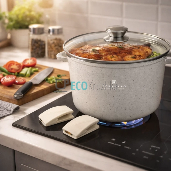 Каструля глибока Edenberg EB-3962 6.2 л з кришкою та мар ...