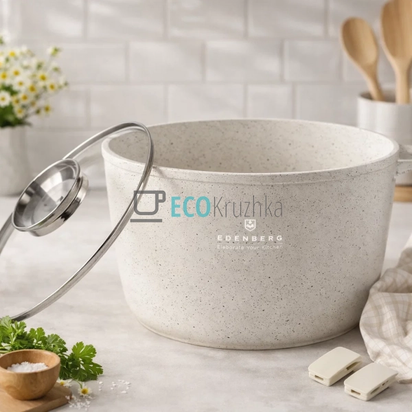 Каструля глибока Edenberg EB-3964 14 л з кришкою та марм ...