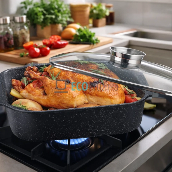 Гусятниця Edenberg EB-4612 8.5 л з кришкою та мармуровим ...