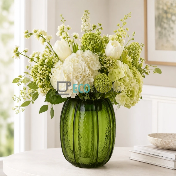 Ваза скляна 18х23 см зелена (992-554)