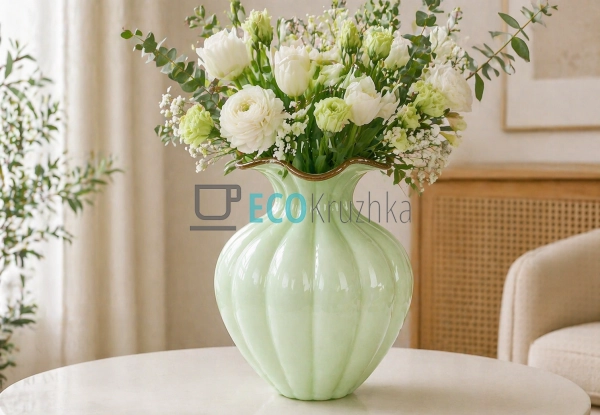 Ваза скляна 19х25х36 см лаймова (992-578)