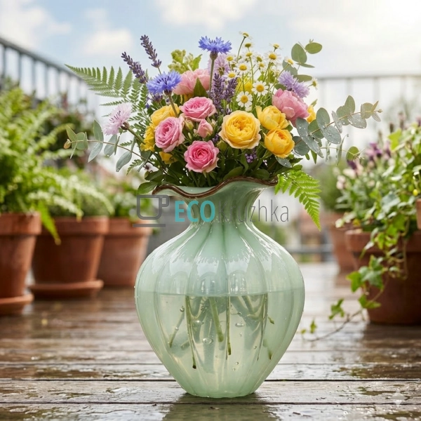 Ваза скляна 19х25х36 см лаймова (992-578)