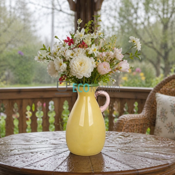 Ваза у формі графіна скляна 15x26.5 см жовта (992-575)