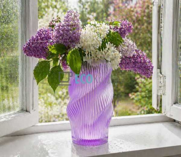 Ваза скляна бузкова 15х25 см (992-474)