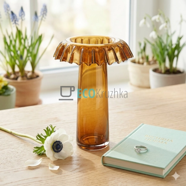 Скляна ваза коричнева 25х36 см (992-501) 