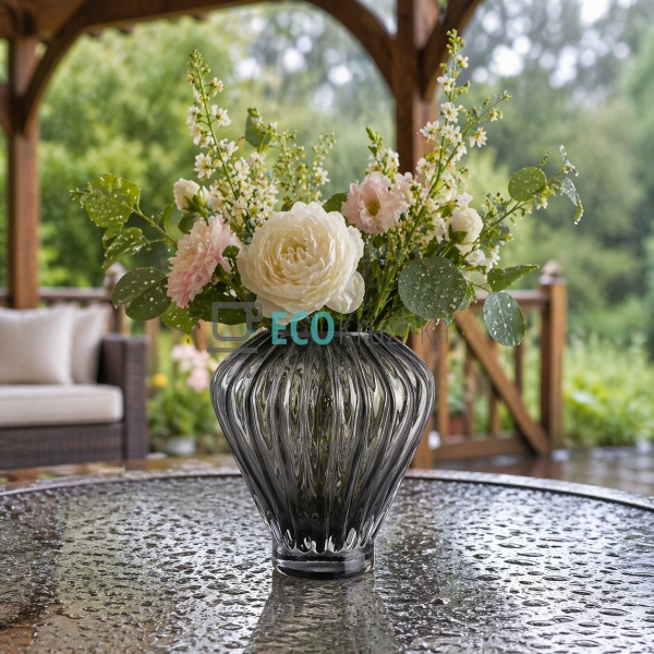 Скляна ваза сіра 16х20 см (992-477)