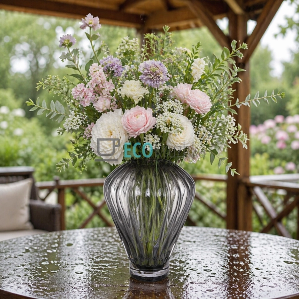 Скляна ваза сіра 19х25 см (992-478)