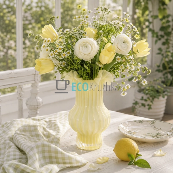 Скляна ваза лимонна 13.5х26 см (992-457)