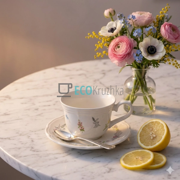 Чашка з блюдцем порцелянові Flower Motives 250 мл (K287)