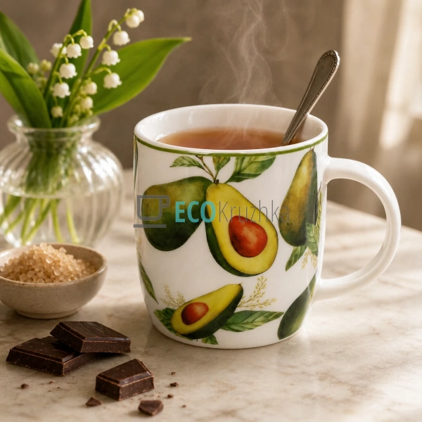 Кухоль порцеляновий Avocado Garden 360 мл (K323)