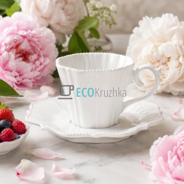 Чашка з блюдцем порцелянові Fleur Blanche 200 мл (988-55 ...