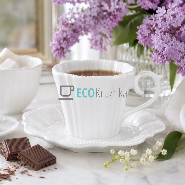 Чашка з блюдцем порцелянові Fleur Blanche 200 мл (988-55 ...