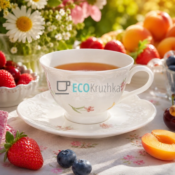 Чашка з блюдцем порцелянові Chateau Roses Collection 250 мл (K300)