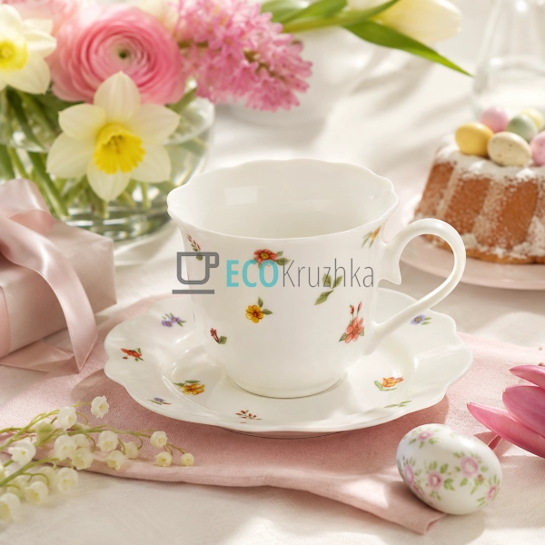 Чашка з блюдцем порцелянові Cottage Garden 250 мл (K334)
