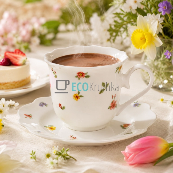 Чашка з блюдцем порцелянові Cottage Garden 250 мл (K334)