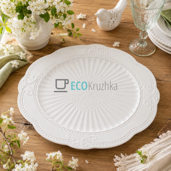 Блюдо порцелянове Elegance White 30 см біле для фруктів  ...