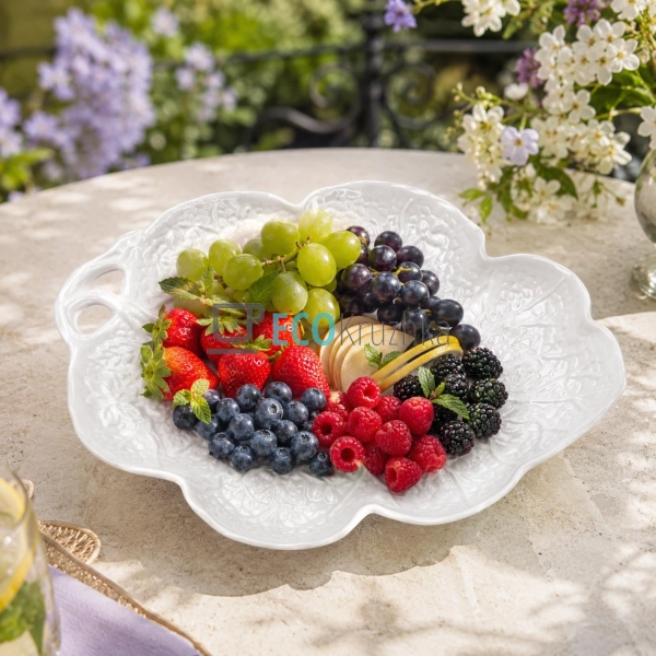 Блюдо порцелянове Fruit Garden 26 см у формі листа біла  ...