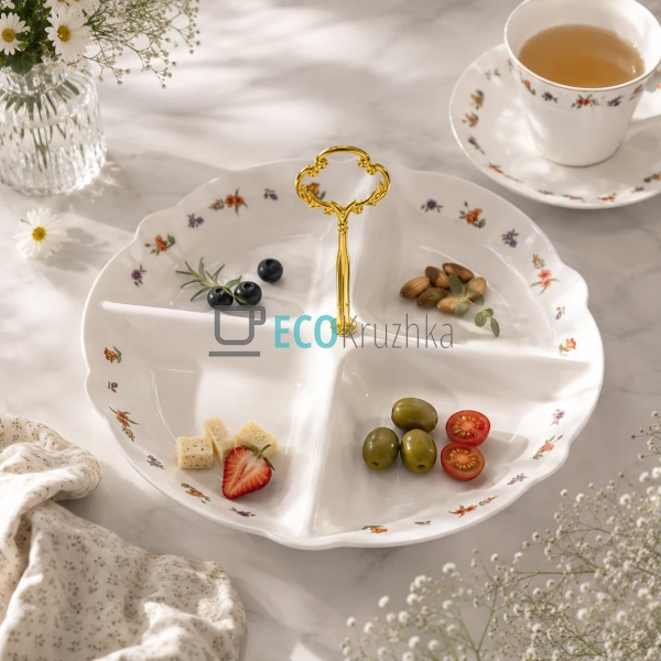 Менажниця порцелянова Cottage Garden 30 см для закусок с ...