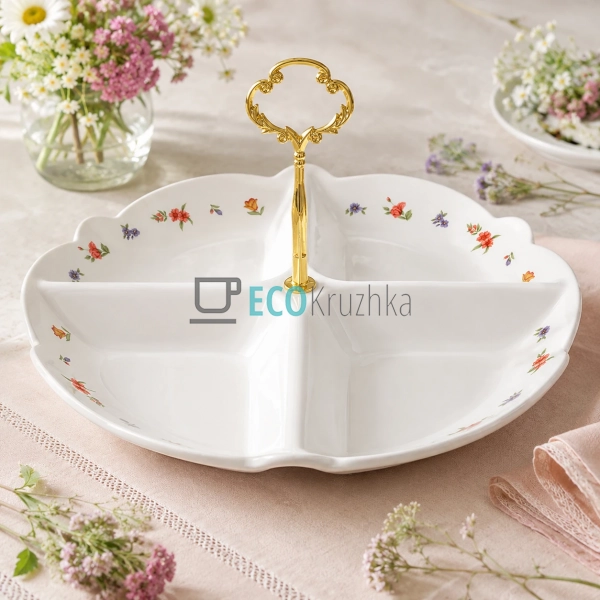Менажниця порцелянова Cottage Garden 30 см для закусок с ...