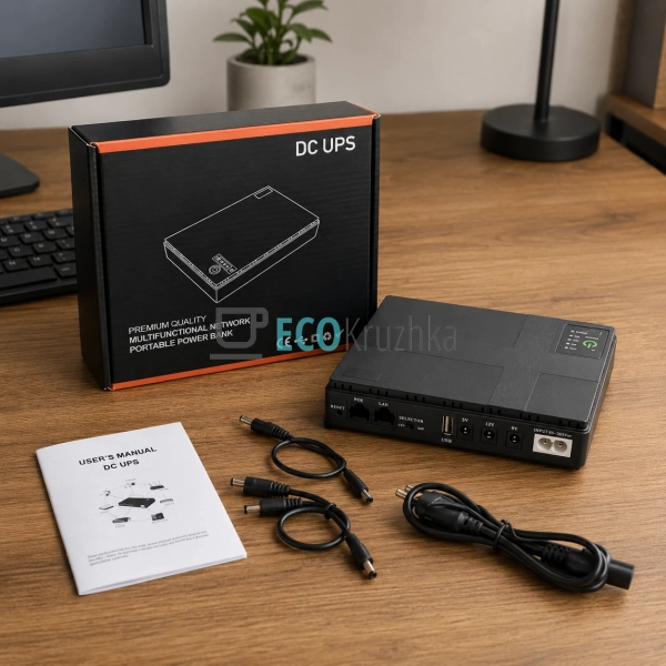 ДБЖ UPS DC1018P 10400mAh 18W для роутера 12V 9V 5V чорни ...