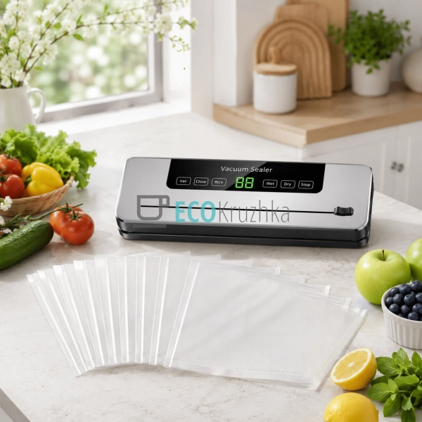 Вакууматор побутовий для продуктів їжі 120W вакуумний па ...