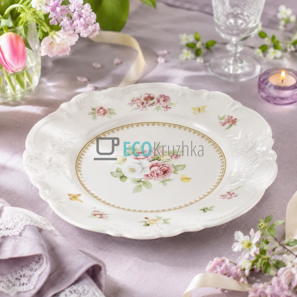 Тарілка порцелянова Chateau Roses Collection 20 см з кві ...