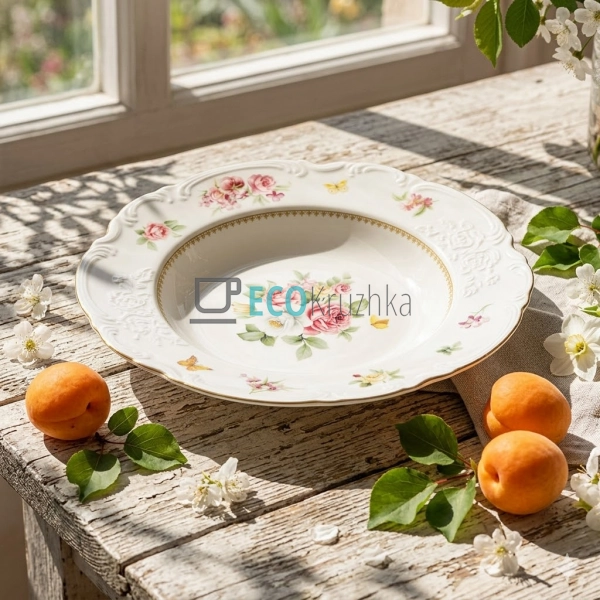 Супова порцелянова тарілка Chateau Roses Collection 22.5 ...