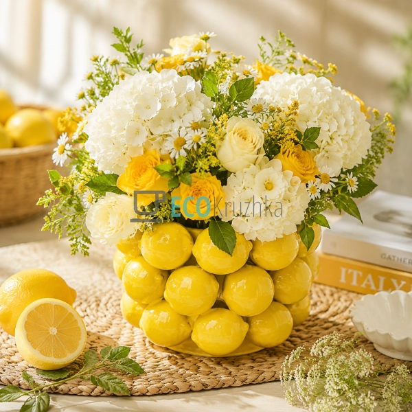 Ваза порцелянова Lemon (Лимон) Жовтий D21 х 14 см (457-324)