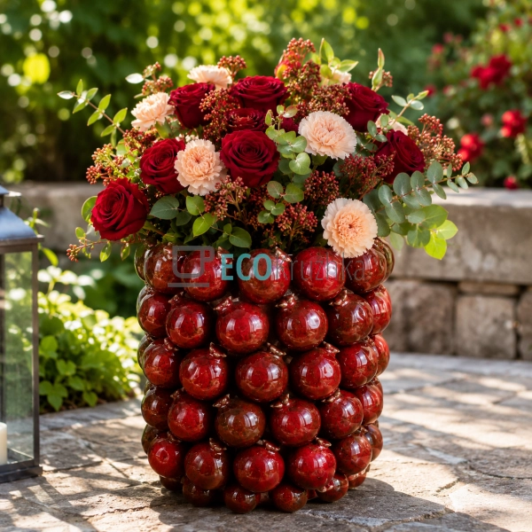 Порцелянова ваза Pomegranate бордова 24×27 см для квітів ... Порцелянова ваза Pomegranate бордова 24×27 см для квітів ...