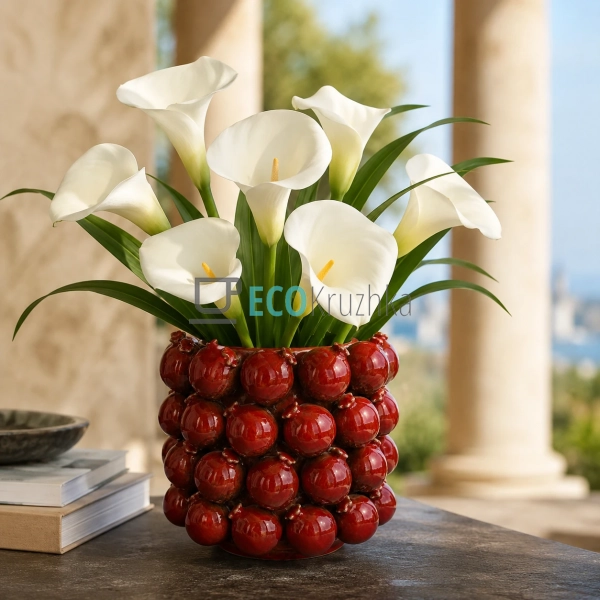Порцелянова ваза Pomegranate бордова 19×16 см для квітів ... Порцелянова ваза Pomegranate бордова 19×16 см для квітів ...