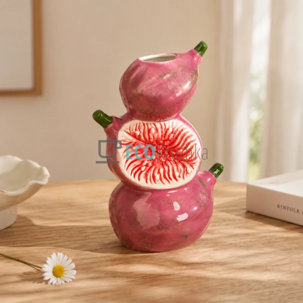 Порцелянова ваза Figs рожева декоративна для квітів 13.6 ...
