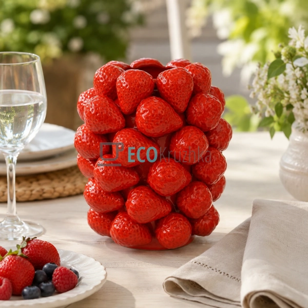 Порцелянова ваза Strawberries червона декоративна для кв ...