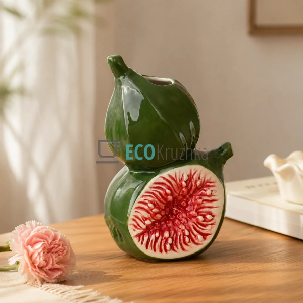Порцелянова ваза Figs зелена декоративна для квітів 12×9 ...
