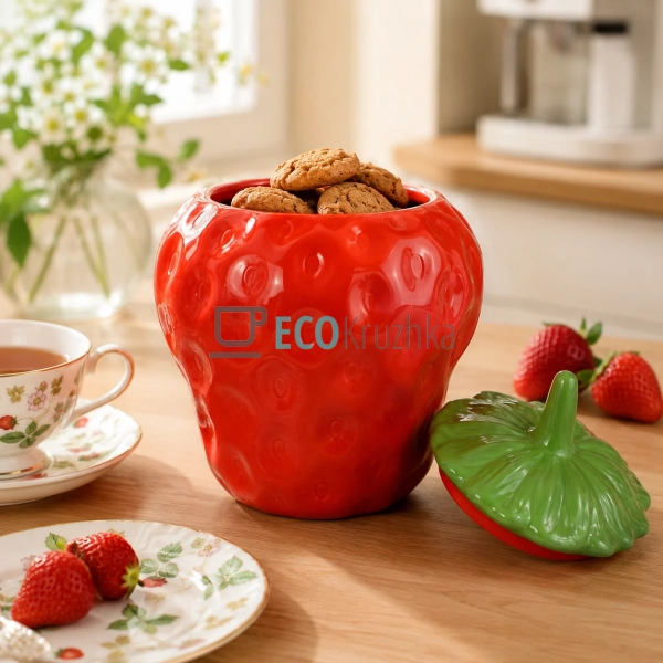 Керамічна банка Strawberries 1,2 л для зберігання продук ...