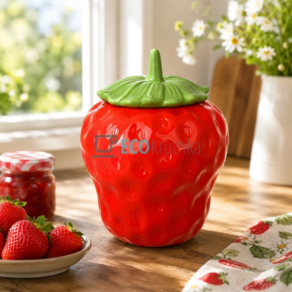 Керамічна банка Strawberries 1,2 л для зберігання продук ...