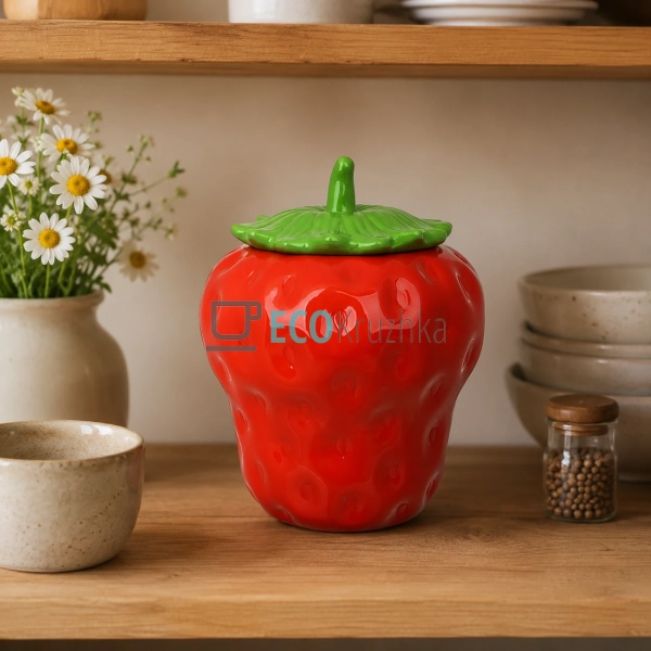 Керамічна банка Strawberries 750 мл для зберігання проду ...