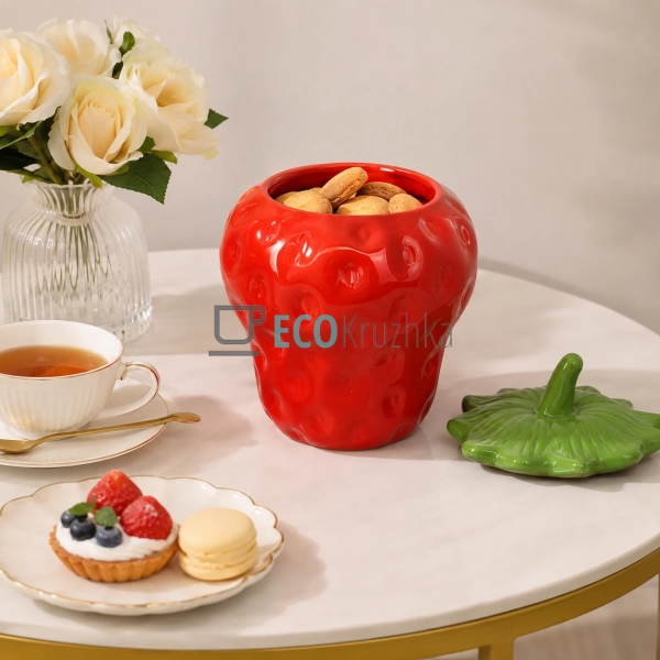 Керамічна банка Strawberries 750 мл для зберігання проду ...