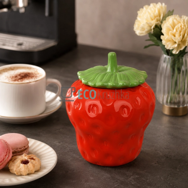 Керамічна банка Strawberries 300 мл для зберігання проду ...